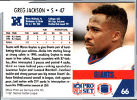 1991 Pro Set Greg Jackson #66 Rookie