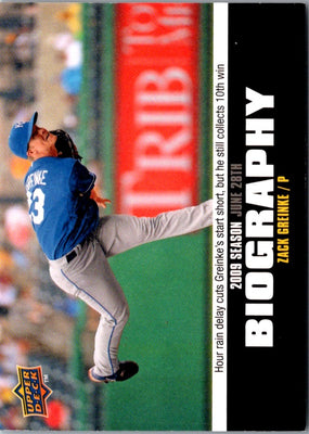 2010 Upper Deck Season Biography Zack Greinke #SB-104