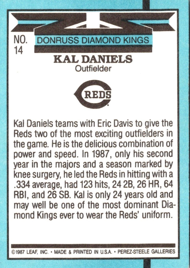 1988 Donruss Diamond Kings Kal Daniels