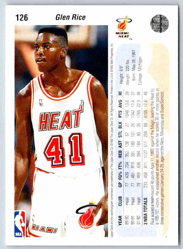 1994 Upper Deck Glen Rice #126