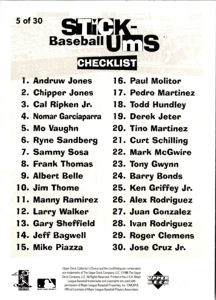 1998 Collector's Choice Stickums Mo Vaughn