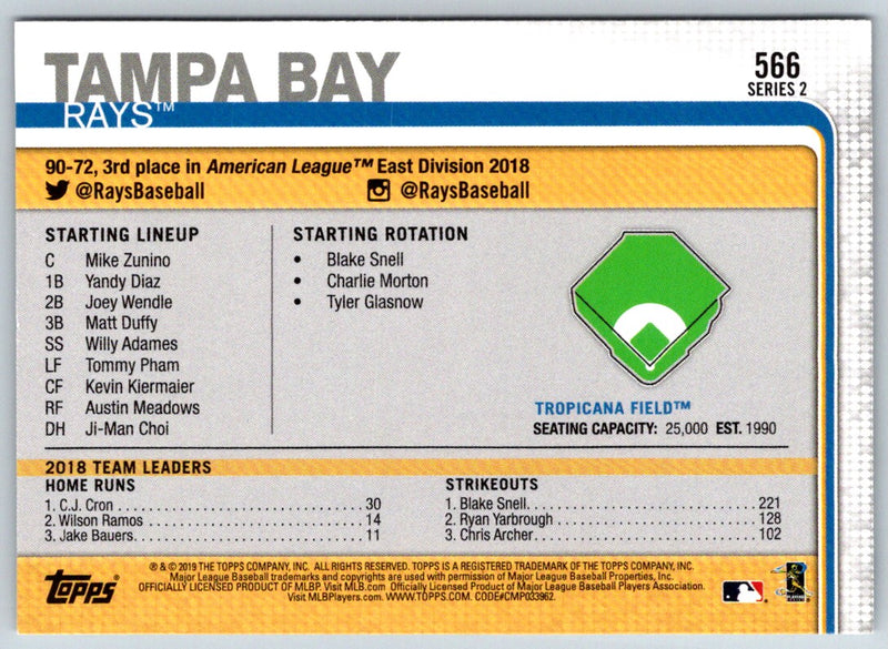 2018 Topps Tampa Bay Rays