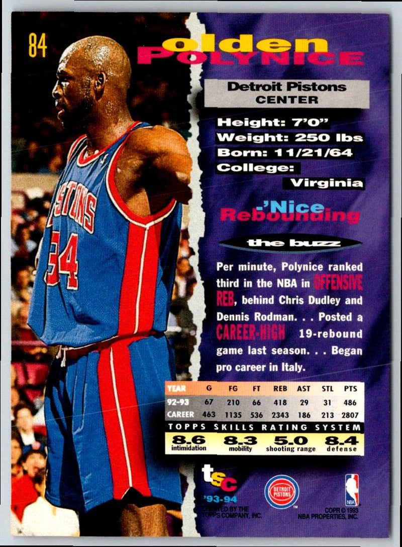 1993 Stadium Club Super Teams NBA Finals Olden Polynice