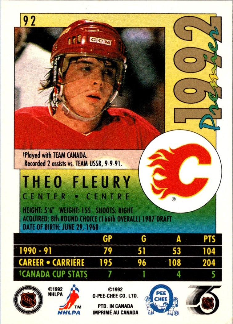 1991 O-Pee-Chee Premier Theo Fleury