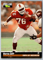 1995 Pro Line Warren Sapp #105 Rookie