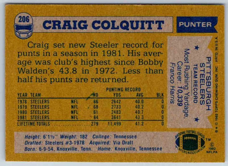 1982 Topps Craig Colquitt