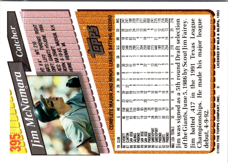 1993 Topps Gold Jim McNamara