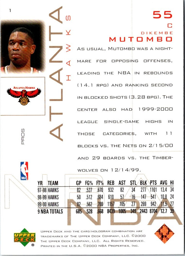 2002 Upper Deck Championship Drive Dikembe Mutombo