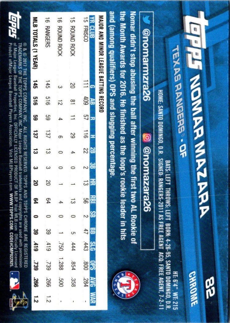 2017 Topps Chrome Nomar Mazara