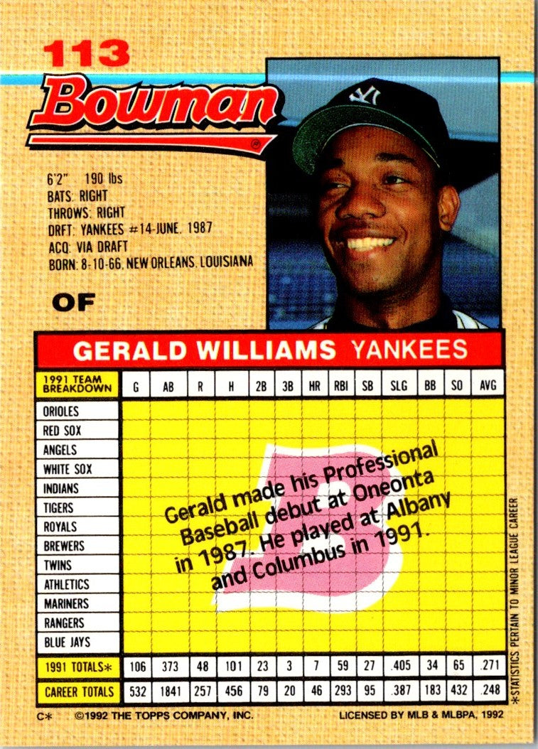 1992 Bowman Gerald Williams