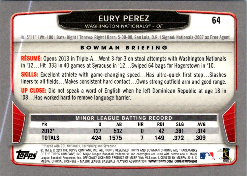 2013 Bowman Chrome Eury Perez