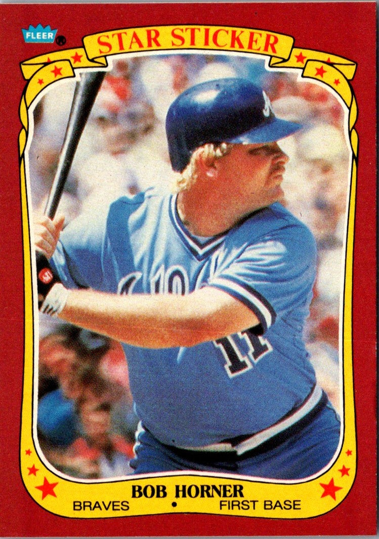 1986 Fleer Star Stickers Bob Horner