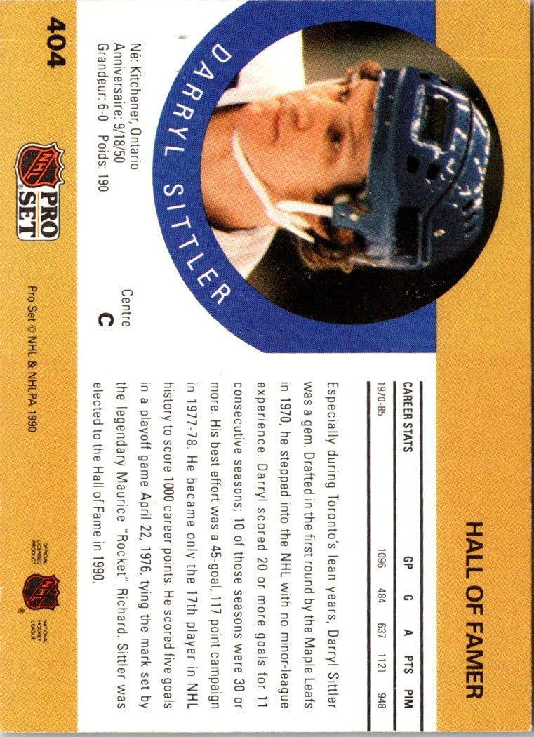 1990 Pro Set Darryl Sittler