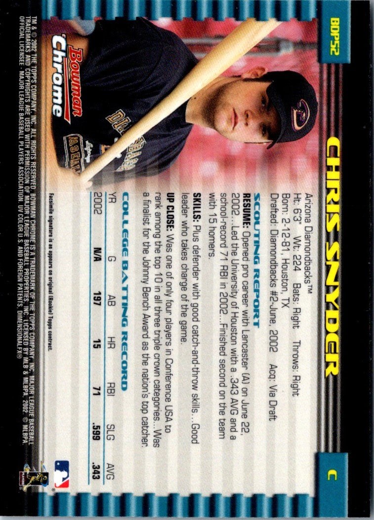 2002 Bowman Draft Picks & Prospects Gold Chris Snyder