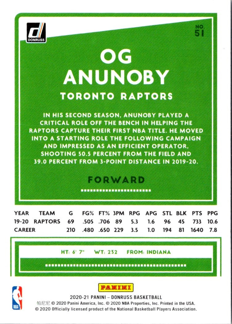 2020 Donruss OG Anunoby