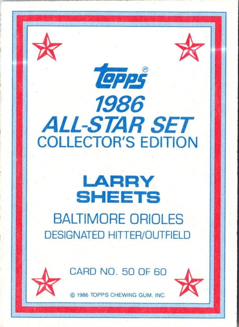 1986 Topps Glossy Send-Ins Larry Sheets