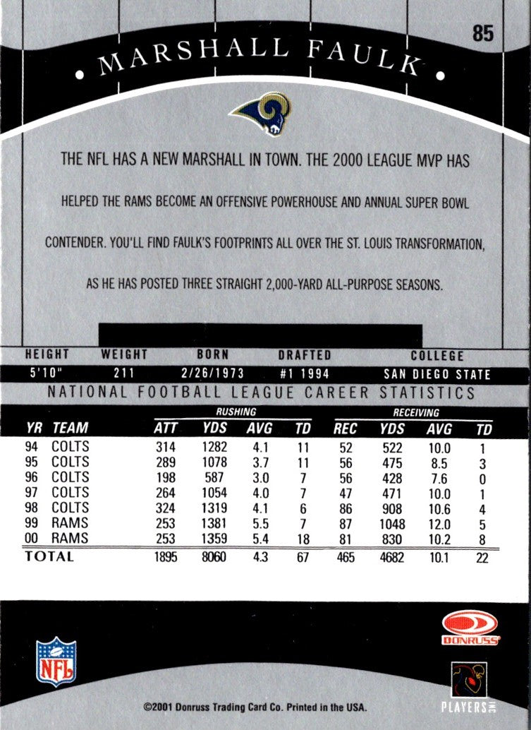 2001 Donruss Classics Marshall Faulk