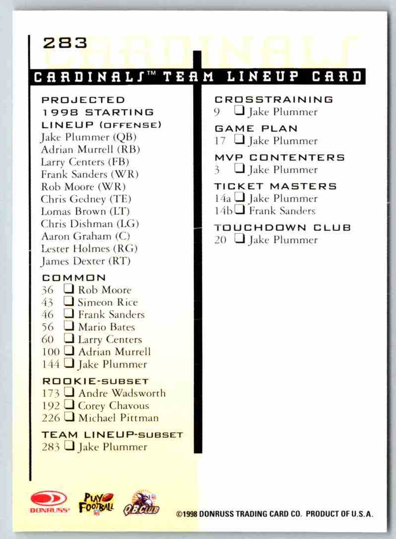 1998 Leaf Rookies And Stars Jake Plummer