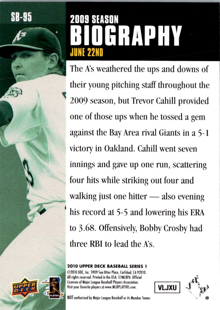 2010 Upper Deck Season Biography Trevor Cahill