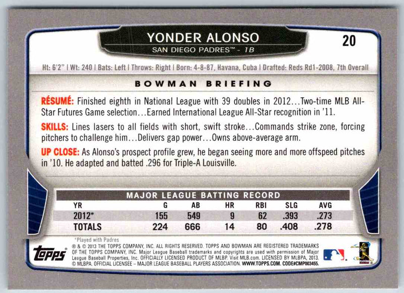 2013 Bowman Yonder Alonso