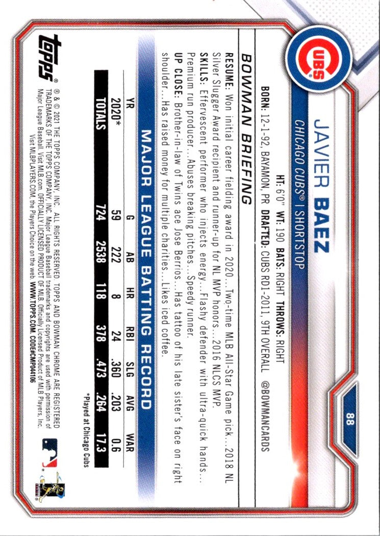 2021 Bowman Javier Baez