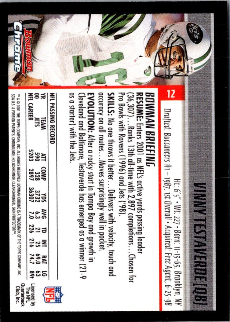 2001 Bowman Chrome Vinny Testaverde