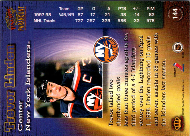 1998 Pacific Paramount Copper Trevor Linden