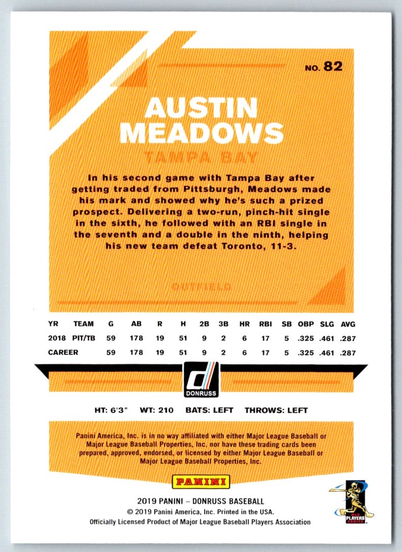 2019 Donruss Holo Orange Austin Meadows