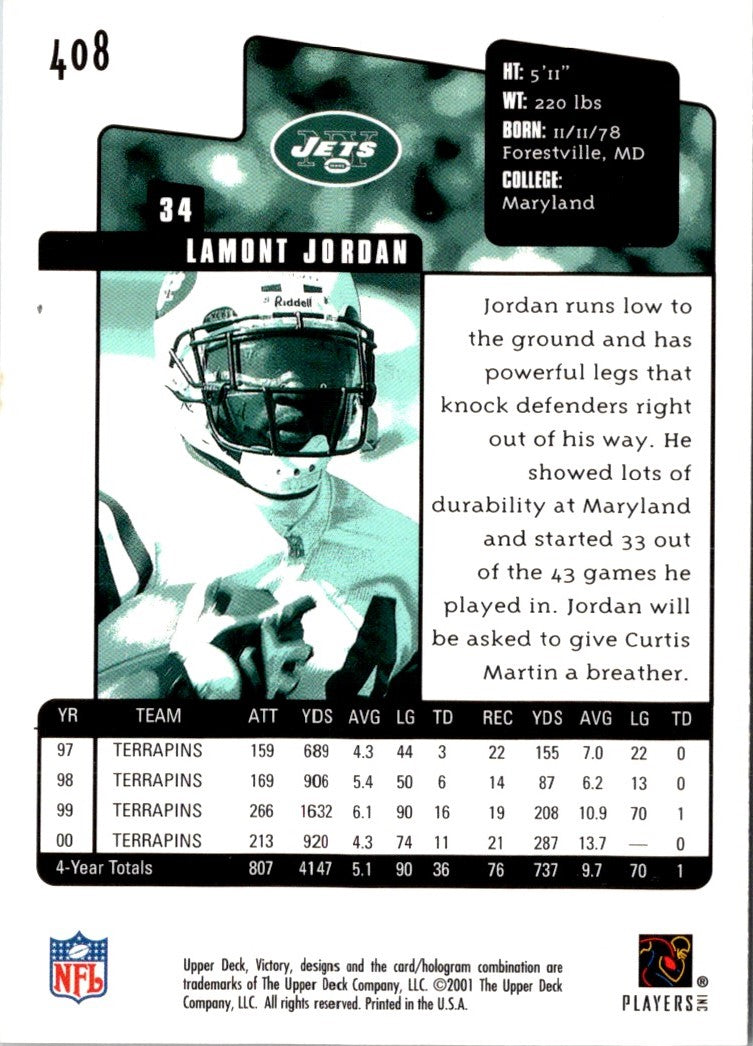 2001 Upper Deck Victory LaMont Jordan