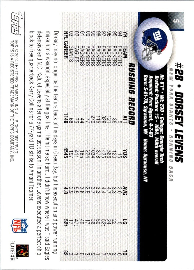 2004 Topps Dorsey Levens