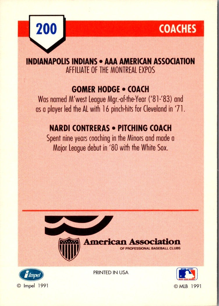 1991 Line Drive AAA Gomer Hodge/Nardi Contreras