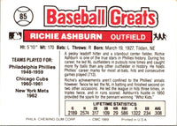 1989 Swell Baseball Greats Richie Ashburn #85