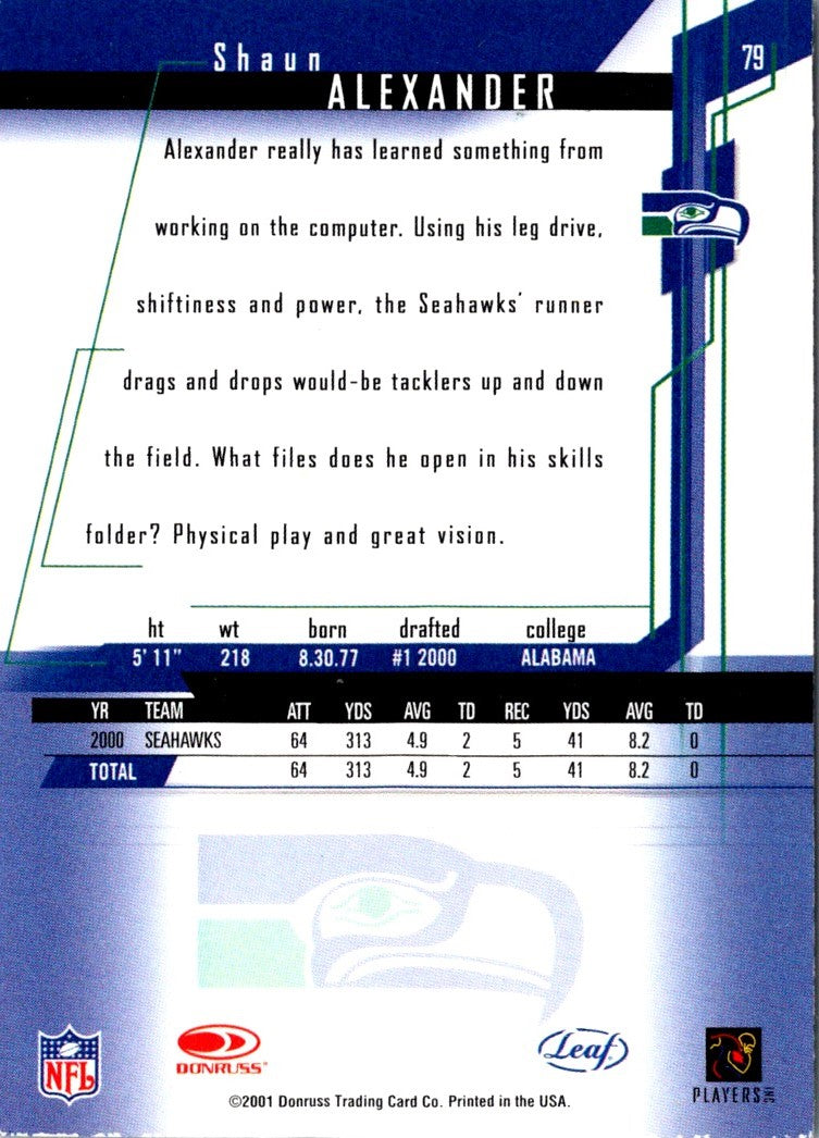 2001 Leaf Rookies & Stars Shaun Alexander