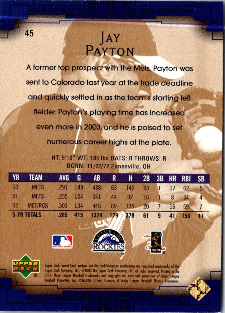 2003 Upper Deck Sweet Spot Jay Payton