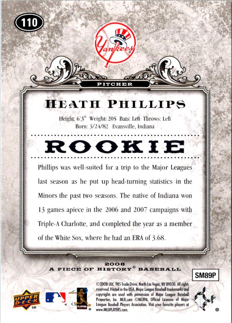 2008 Upper Deck A Piece of History Heath Phillips