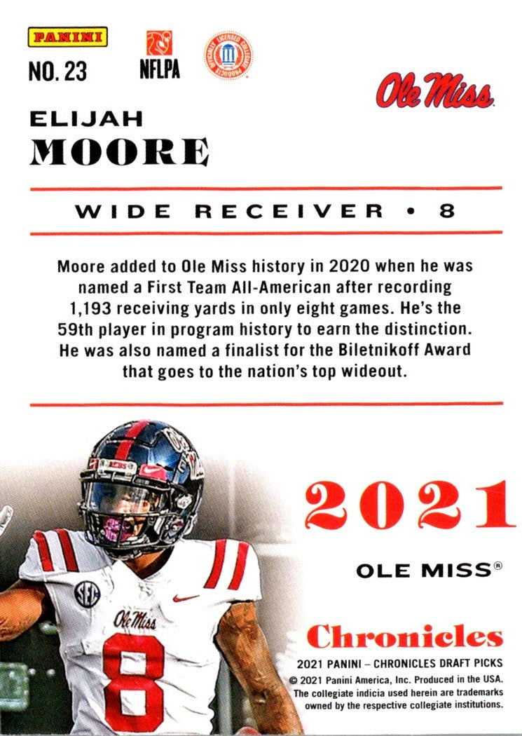 2021 Panini Chronicles Draft Picks Elijah Moore