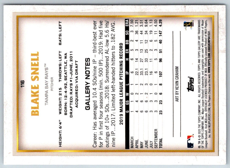 2020 Topps Gallery Blake Snell