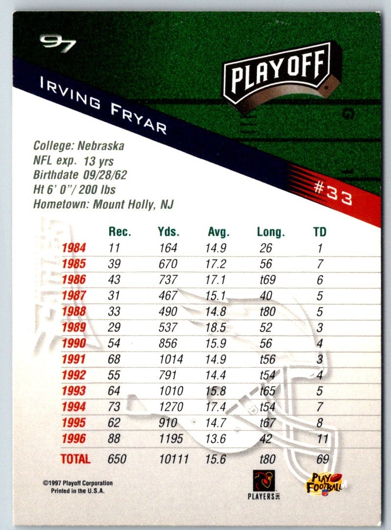 1997 Playoff Zone Irving Fryar