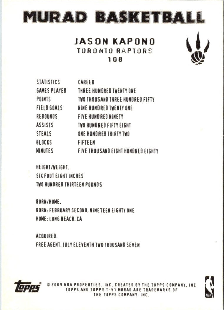 2008 Topps T-51 Murad Jason Kapono