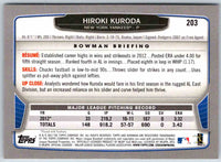 2013 Bowman Hiroki Kuroda #203