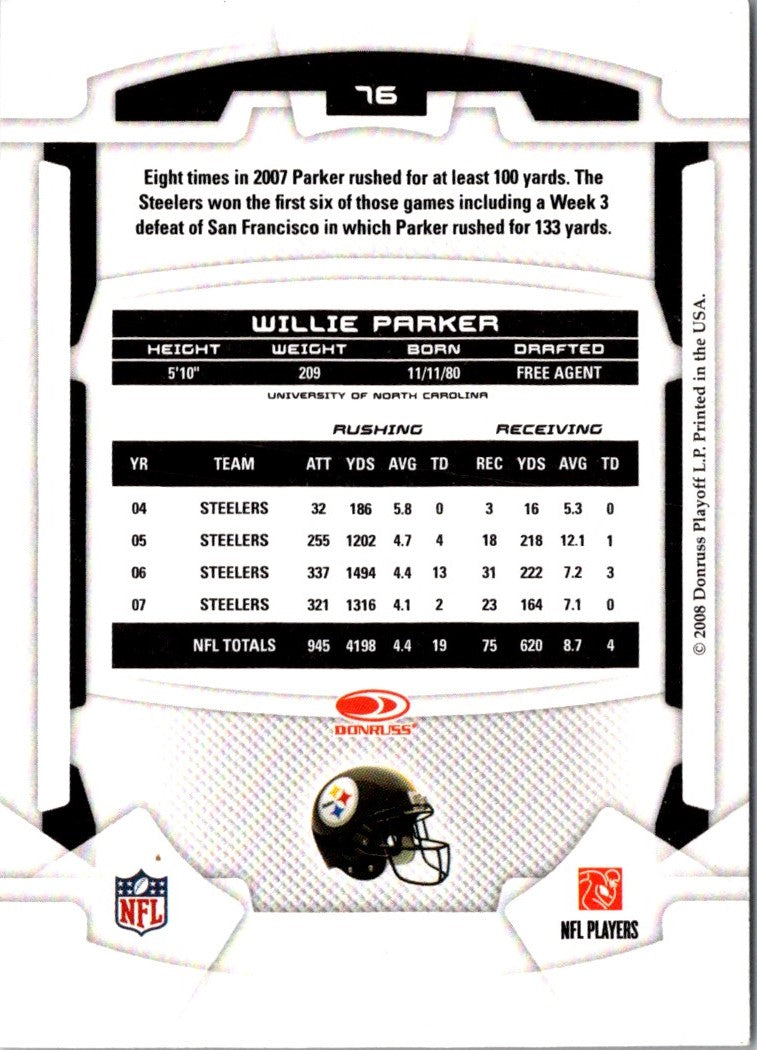 2008 Leaf Rookies & Stars Willie Parker