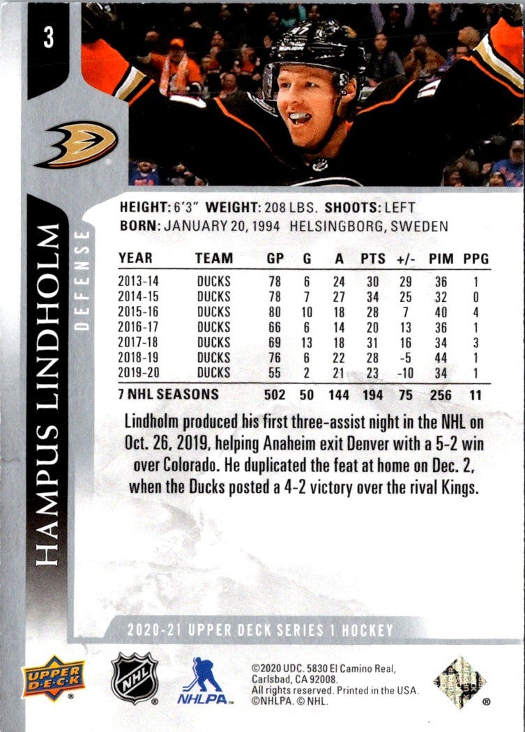 2020 Upper Deck Clear Cut Exclusives Hampus Lindholm