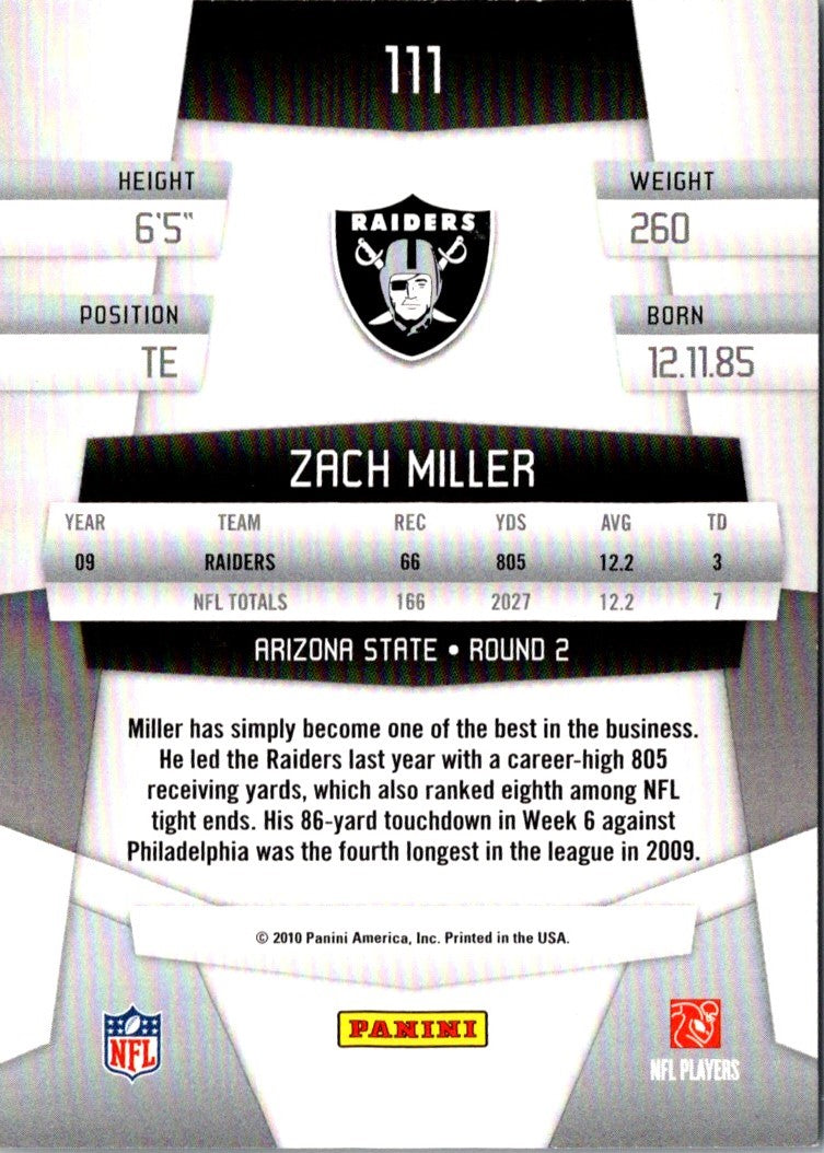 2010 Panini Certified Zach Miller