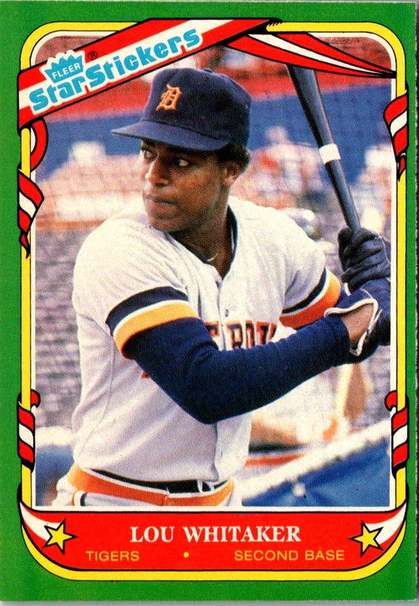 1987 Fleer Star Stickers Lou Whitaker #122