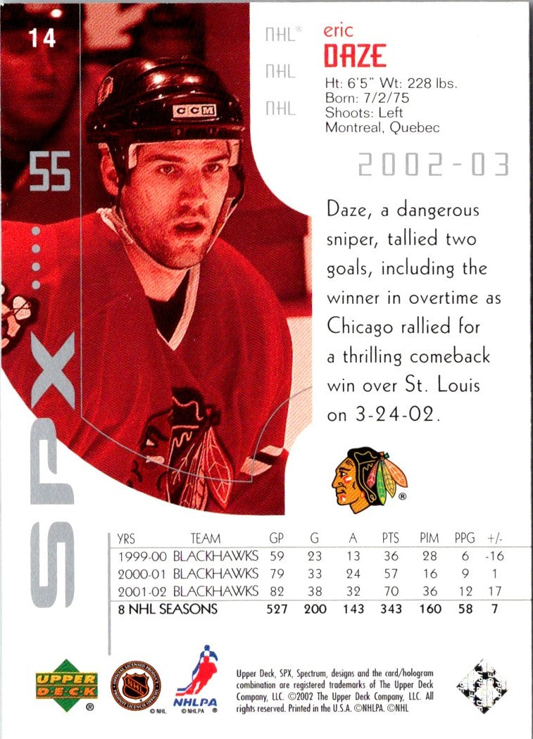 2002 SPx Eric Daze