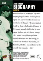 2010 Upper Deck Season Biography Derek Holland #SB-43