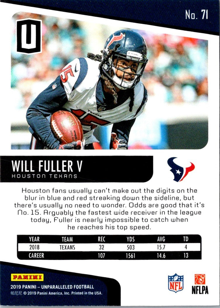 2019 Panini Unparalleled Will Fuller V