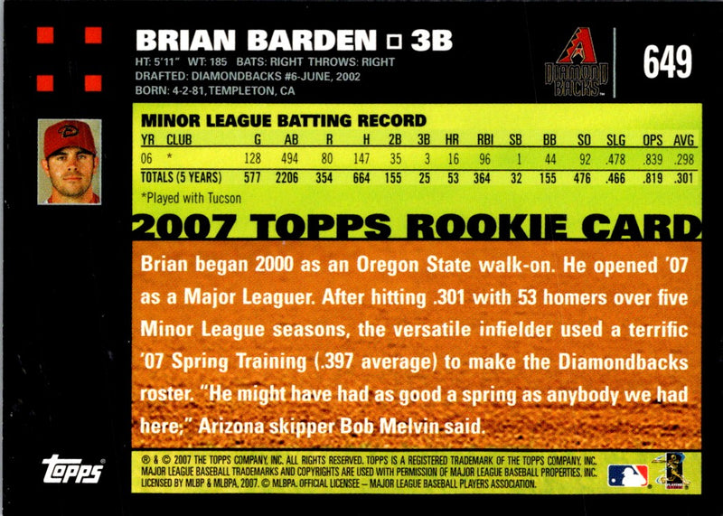 2007 Topps Brian Barden