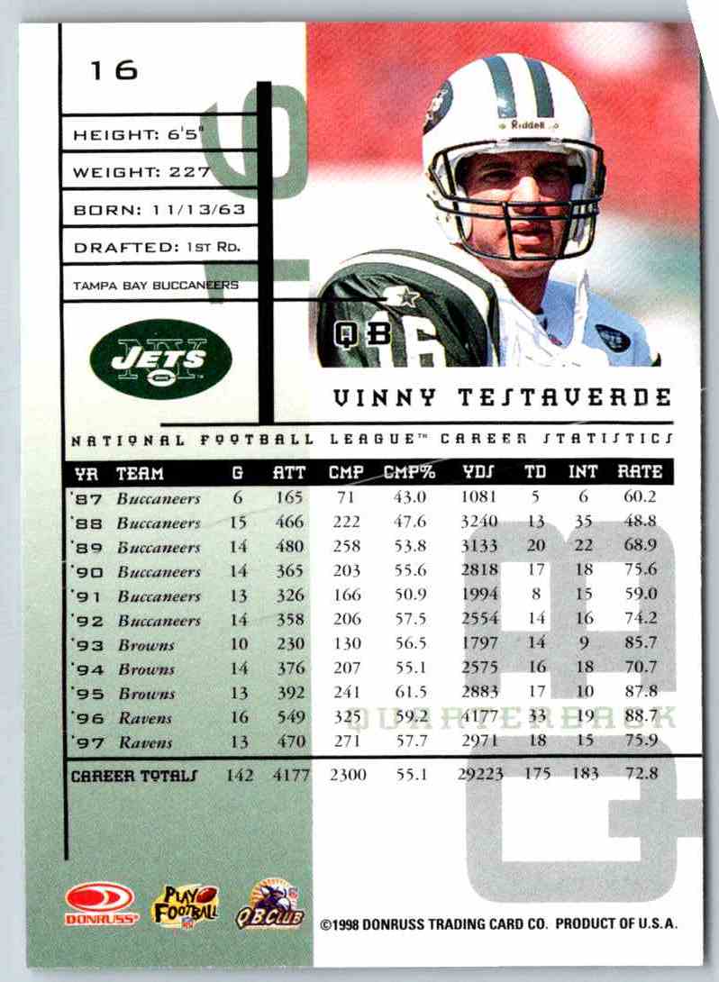 1998 Leaf Rookies And Stars Vinny Testaverde