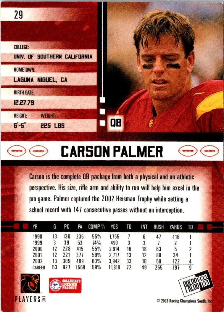 2003 Press Pass JE Carson Palmer